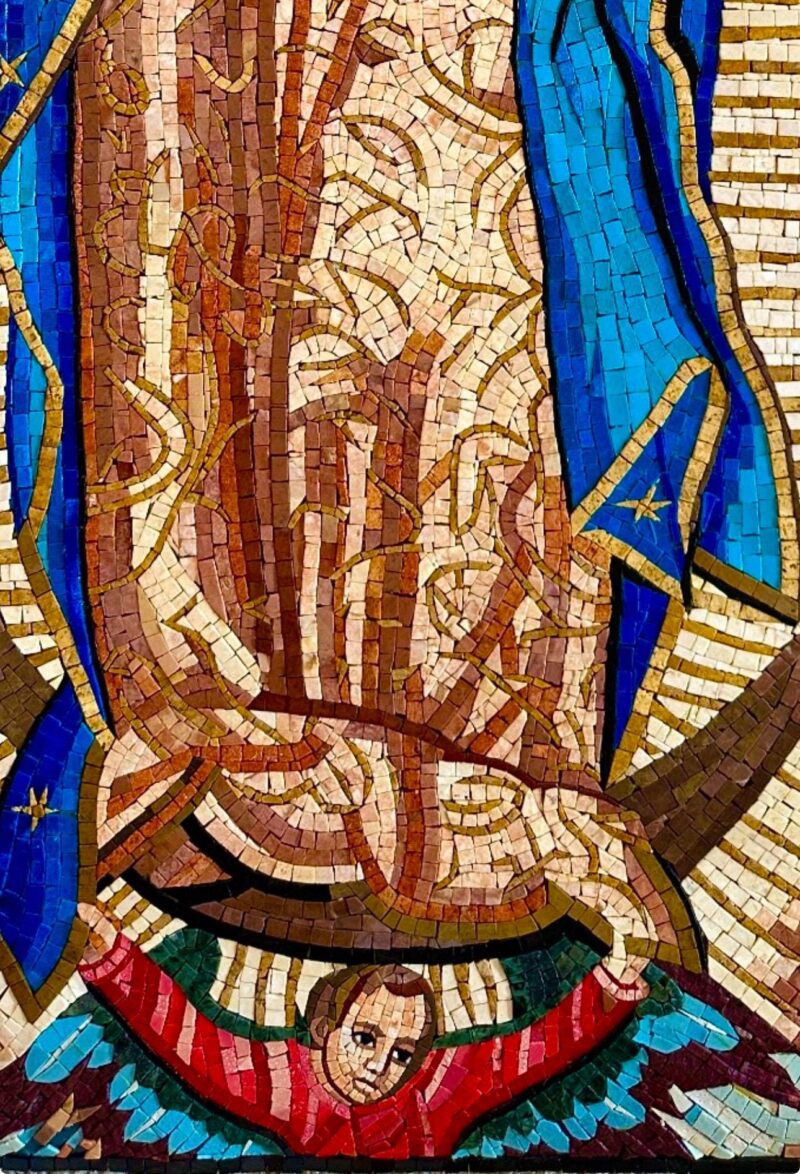 Our Lady of Guadalupe - Religious Mosaic Art - Handmade Wall Art - Virgin of Guadalupe - Marble and Stone Tiles - Home Decor - Mosaic Tile - Image 3