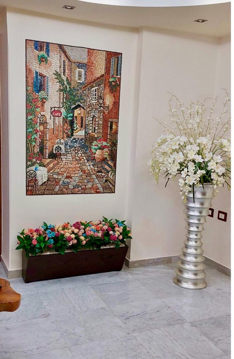 MOSAIC TILE ART - European Sidewalk Cafe (3D Elements) - Marble/Natural Stone Art - Handmade Mosaic Art - Unique Design - Living Room Decor - Image 5