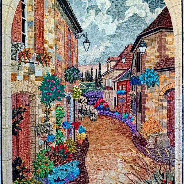 Mosaic Art - Outside My Window - Home Decoration - Spring and Summer Vibes -  Stone Mosaic Tiles - Customized - Vibrant Colors - Marble