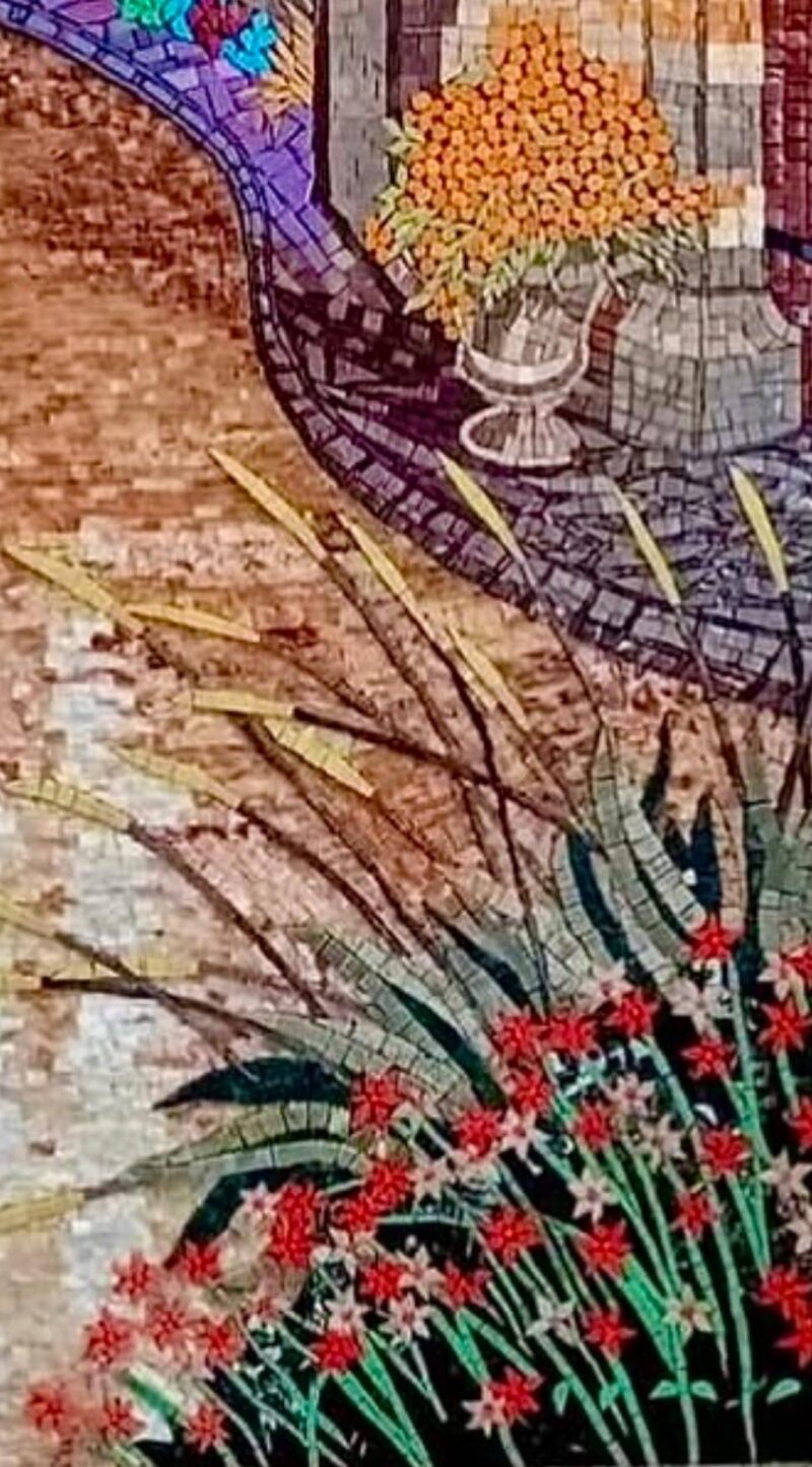 Mosaic Art - Outside My Window - Home Decoration - Spring and Summer Vibes -  Stone Mosaic Tiles - Customized - Vibrant Colors - Marble - Image 4