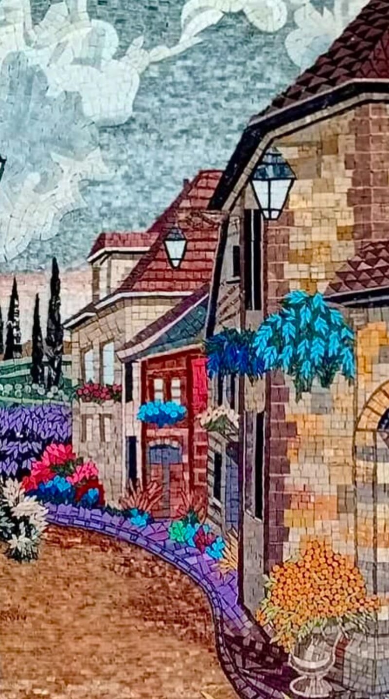 Mosaic Art - Outside My Window - Home Decoration - Spring and Summer Vibes -  Stone Mosaic Tiles - Customized - Vibrant Colors - Marble - Image 3