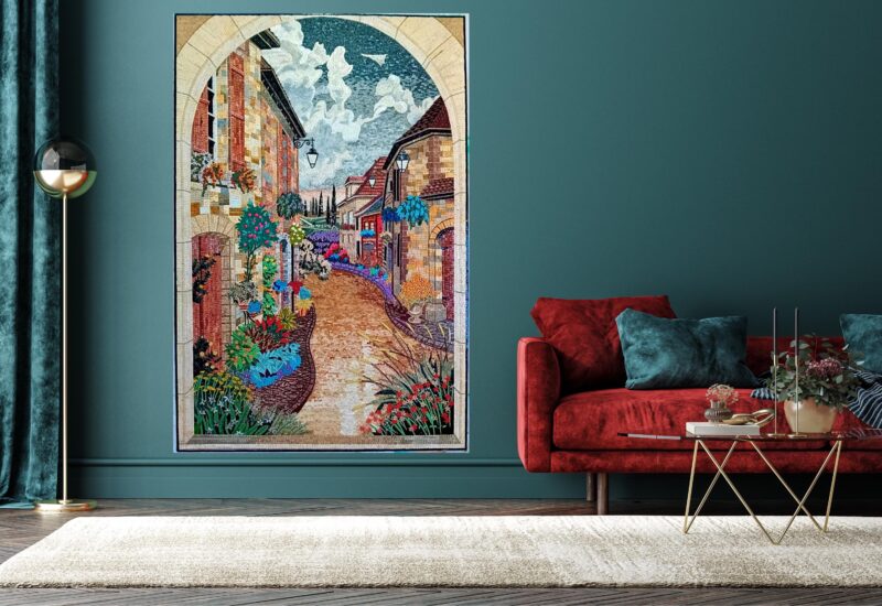 Mosaic Art - Outside My Window - Home Decoration - Spring and Summer Vibes -  Stone Mosaic Tiles - Customized - Vibrant Colors - Marble - Image 5