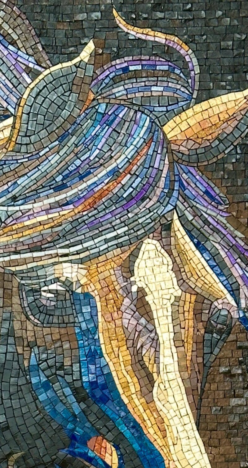 Wild Black Horse - Handcrafted Mosaic Art - For Horse Lovers - Natural Stone - Mosaic Tiles - Unique Design - Vibrant Colors - Any Size - Image 3