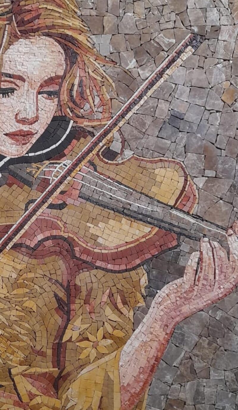 STONE MOSAIC ART - The Violinist - Handmade Art - Natural Stone & Marble - Mosaic Tiles - Interior Design Ideas - Custom Sizes - Home Decor - Image 3