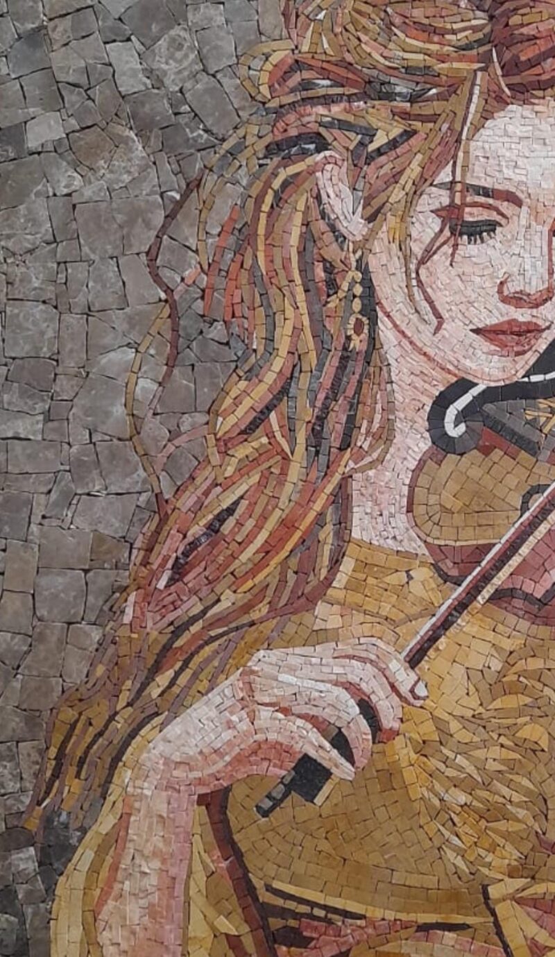 STONE MOSAIC ART - The Violinist - Handmade Art - Natural Stone & Marble - Mosaic Tiles - Interior Design Ideas - Custom Sizes - Home Decor - Image 4