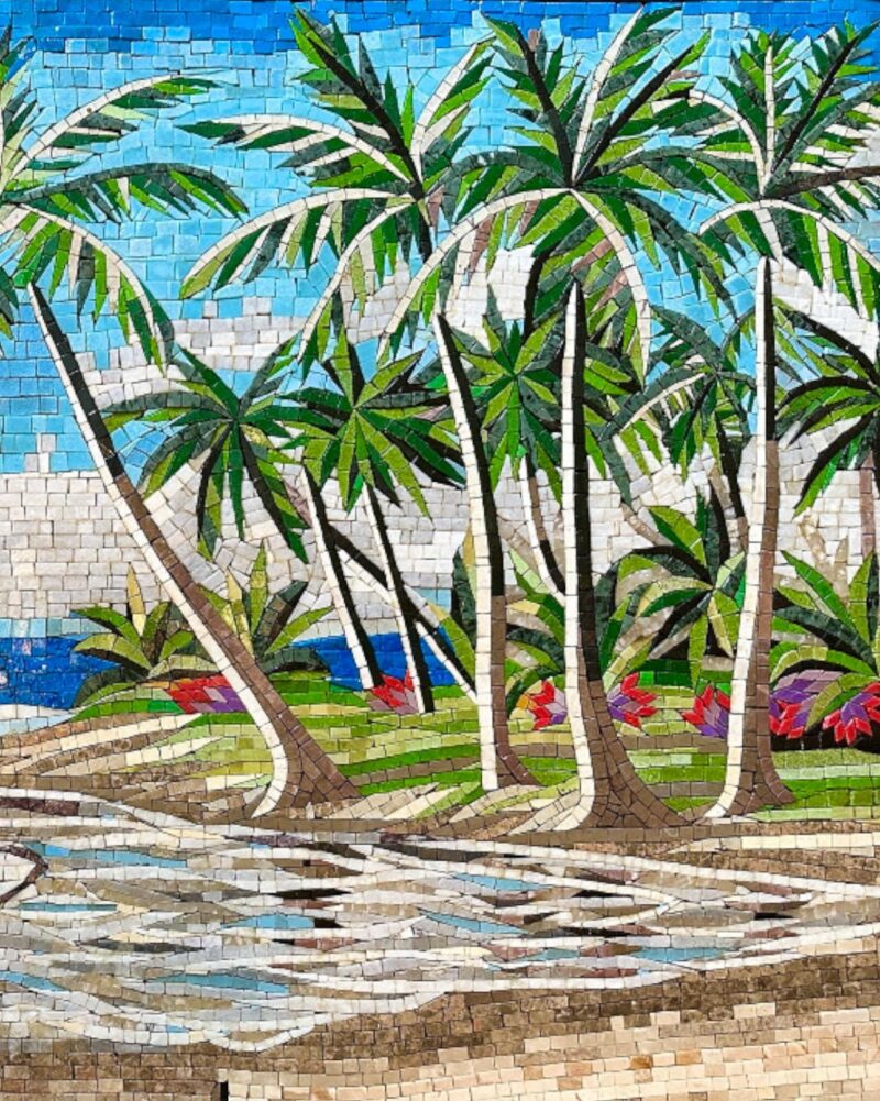 MOST POPULAR Mosaic Wall Art - Tropical Beach - Handmade Natural Stone Mural - Vibrant Colors - Elegant Home Decoration - Custom Sizes - Image 6