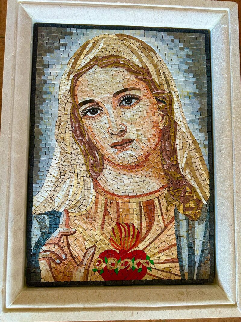 RELIGIOUS MOSAIC ART - Virgin Mary with Loving Heart - Marble & Natural Stone - Mosaic Tile - Can be Customized - Handmade Wall Art - Image 3