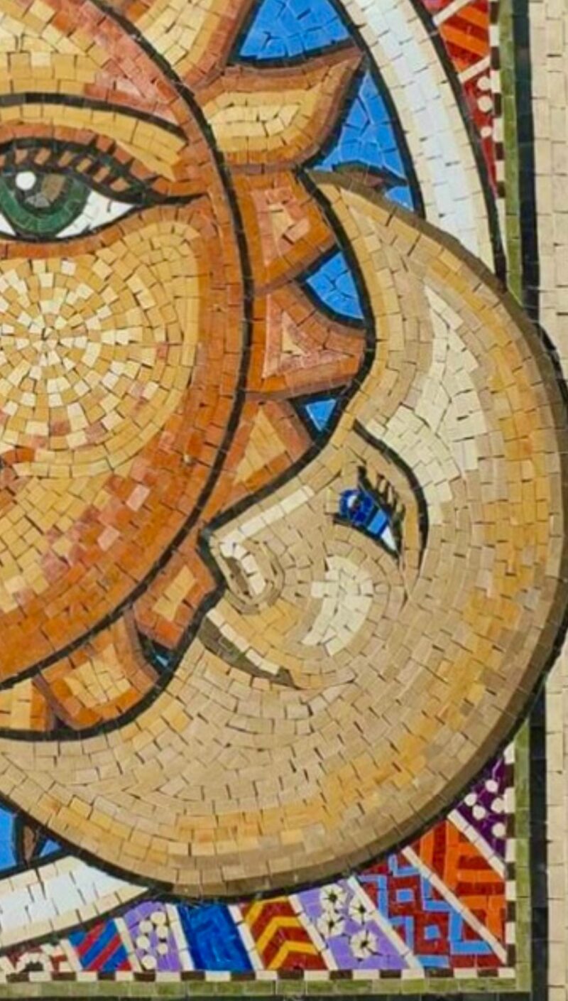MOSAIC ART MEDALLION | Sun & Moon | Natural Stone | Mosaic Tiles | Home Decoration | Colorful Art | Adjustable Size | Stone Mosaic Accent - Image 3
