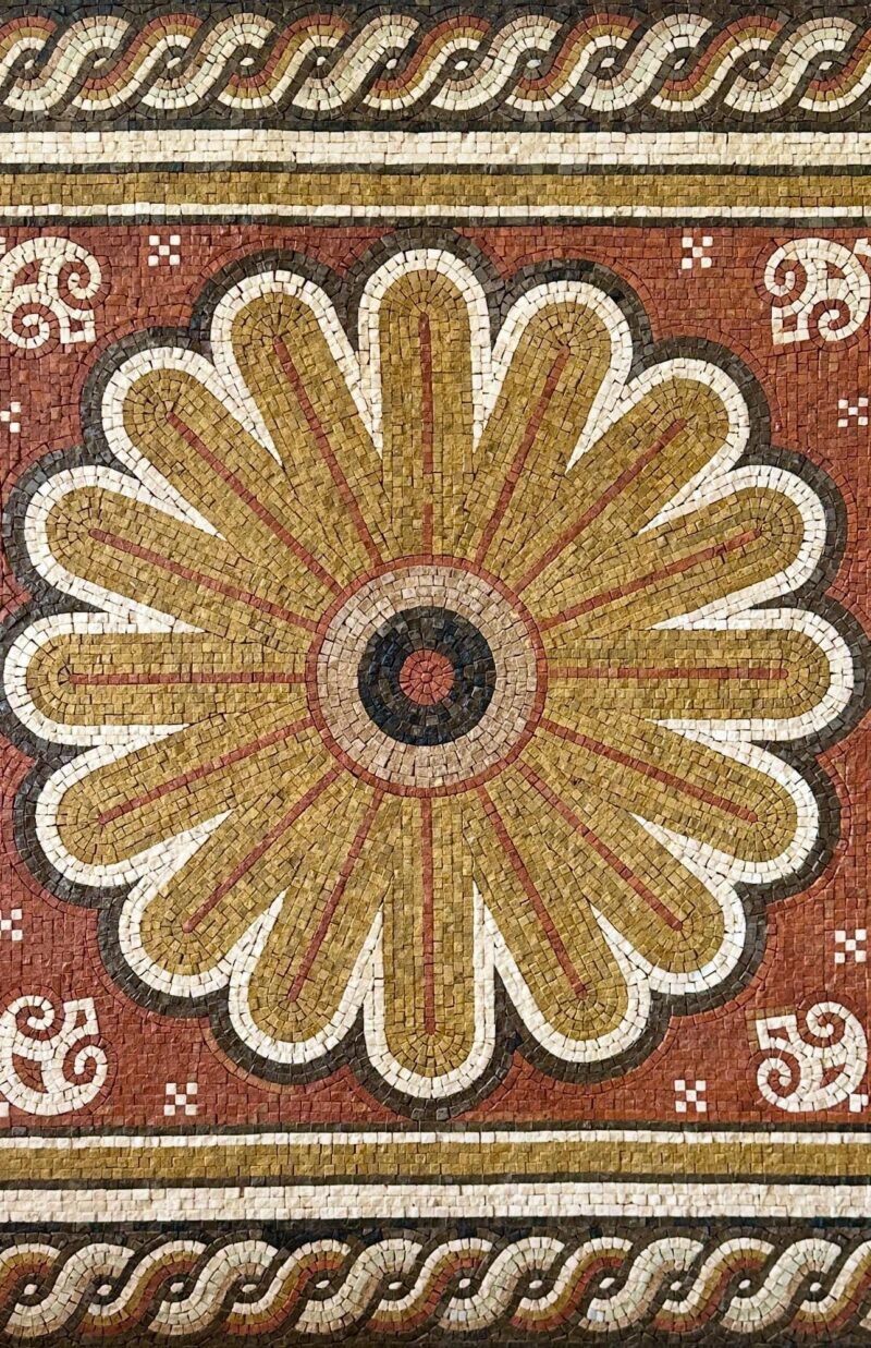 MOSAIC ARTWORK | Sun Medallion | Natural Stone | Mosaic Tiles | Home Decoration | Stone Mosaic Accent | Custom Size | Entry Hall Decoration - Image 5