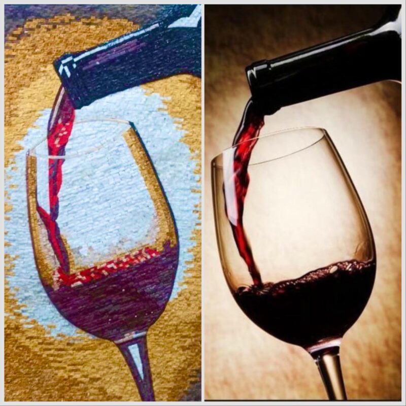 Mosaic Artwork - Red Wine Glass - Handcrafted Wall Art - Natural Stone & Marble - Any Size - Perfect for Wine Lovers - Vibrant Colors - Image 2