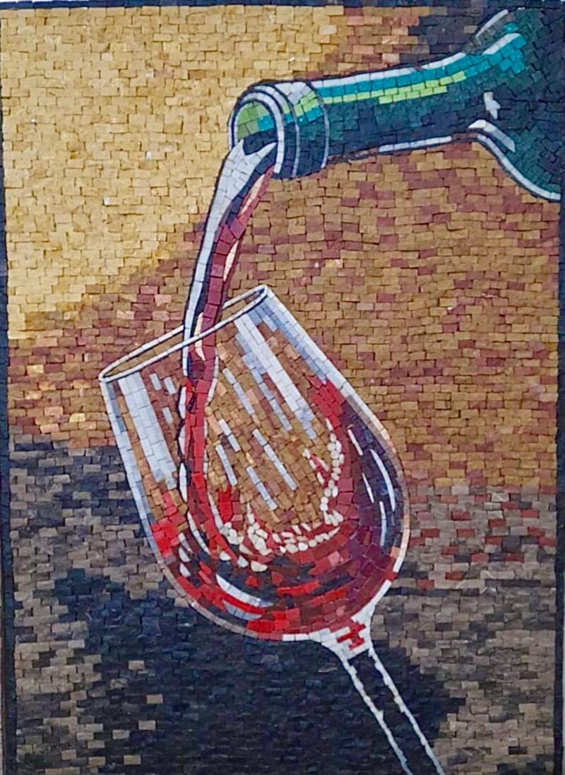 Mosaic Artwork - Red Wine Glass - Handcrafted Wall Art - Natural Stone & Marble - Any Size - Perfect for Wine Lovers - Vibrant Colors - Image 4