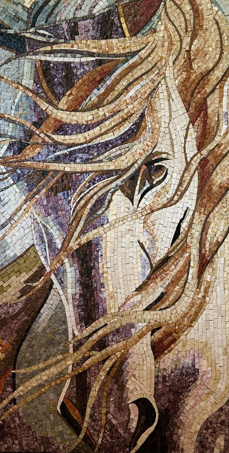 MOSAIC TILE ART - Wild White Horse - Inside/Outside - Handmade Mosaic Art - Home Decoration - Unique Art - Custom Sizes - Patio Design - Image 4