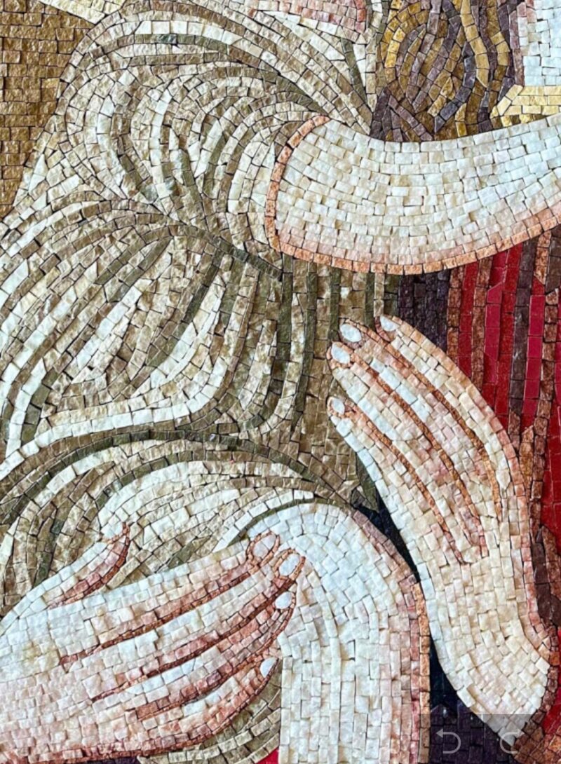 VIRGIN MARY & JESUS - Religious Wall Art - Natural Stone Mosaic - Handmade Mosaic Tile Art - Christian Icon - Any Size - Interior Design - Image 3