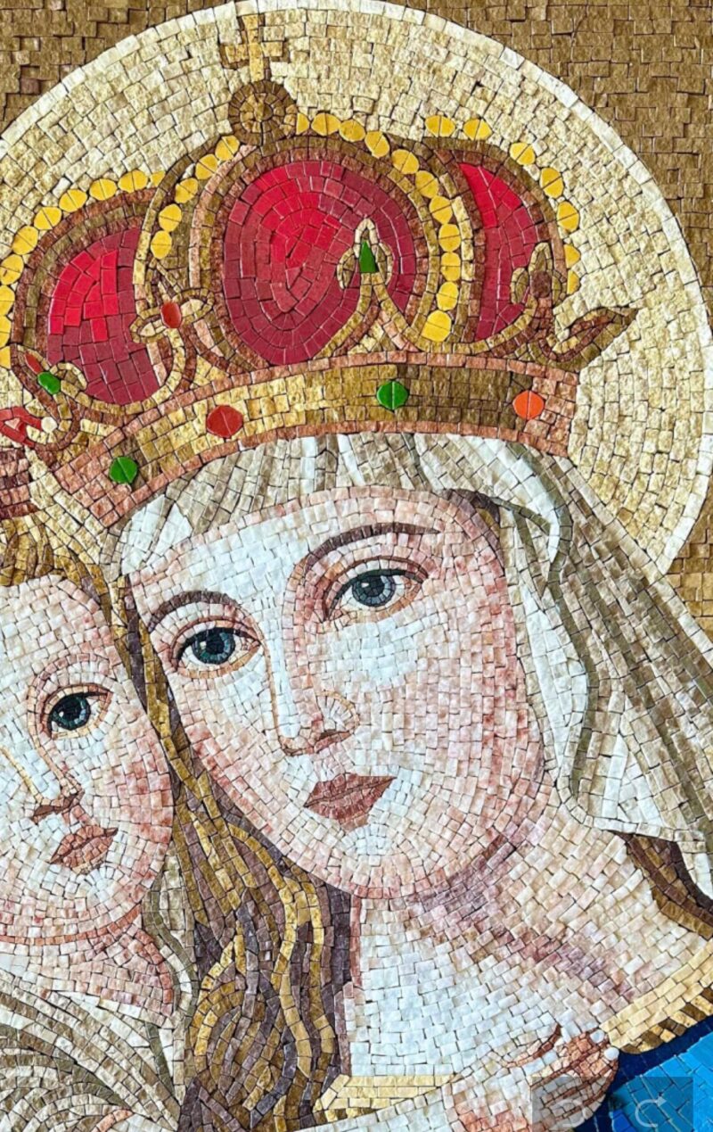 VIRGIN MARY & JESUS - Religious Wall Art - Natural Stone Mosaic - Handmade Mosaic Tile Art - Christian Icon - Any Size - Interior Design - Image 4