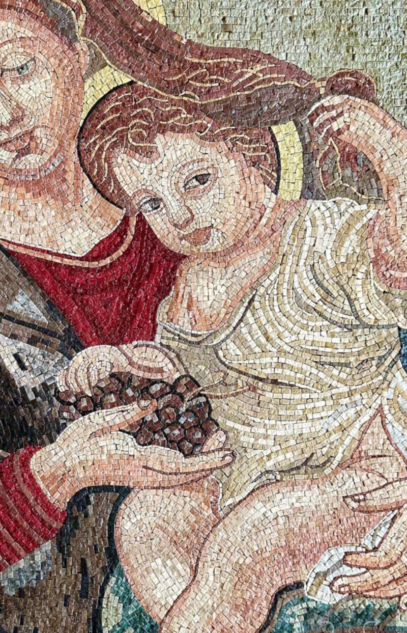 RELIGIOUS MOSAIC ART - Jesus and the Virgin Mary (with grapes) Natural Stone - Mosaic Tile - Wall Home Decor - Religious Icon - Decoration - Image 4