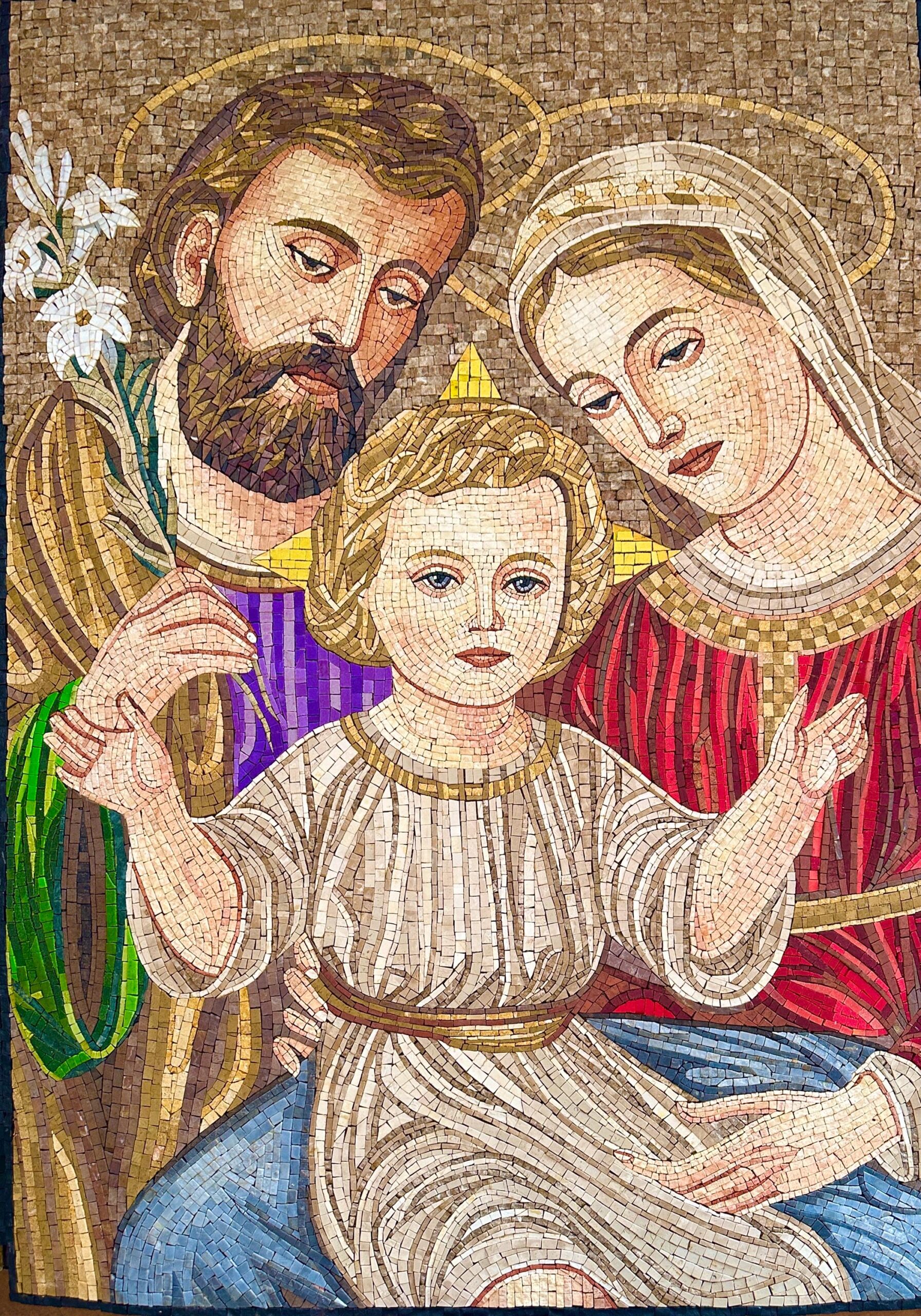 Religious Mosaic Art – Holy Family – Stone & Marble – Handcrafted Tile ...
