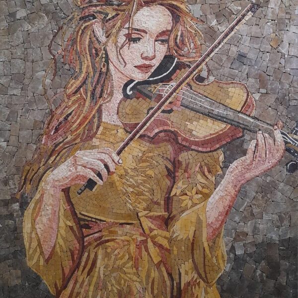 STONE MOSAIC ART - The Violinist - Handmade Art - Natural Stone & Marble - Mosaic Tiles - Interior Design Ideas - Custom Sizes - Home Decor