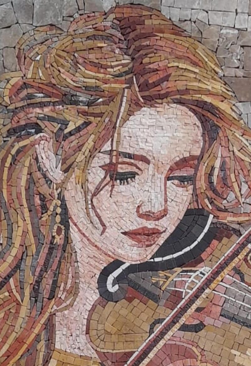 STONE MOSAIC ART - The Violinist - Handmade Art - Natural Stone & Marble - Mosaic Tiles - Interior Design Ideas - Custom Sizes - Home Decor - Image 2