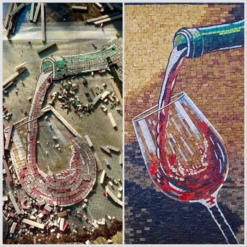 Mosaic Artwork - Red Wine Glass - Handcrafted Wall Art - Natural Stone & Marble - Any Size - Perfect for Wine Lovers - Vibrant Colors - Image 3
