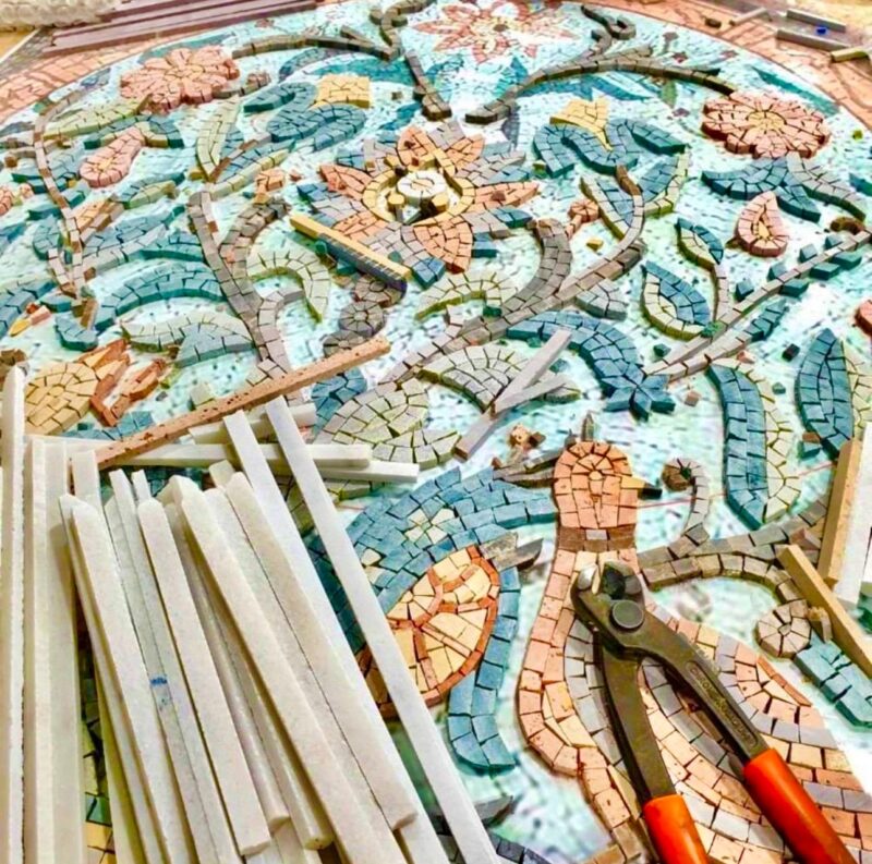 Mosaic Art - Outside My Window - Home Decoration - Spring and Summer Vibes -  Stone Mosaic Tiles - Customized - Vibrant Colors - Marble - Image 9