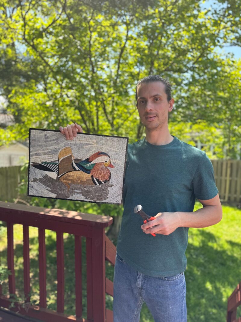Mosaic Artpiece - Handcrafted Wall Art with Natural Stone & Marble - Mandarin Duck - Kitchen Decoration - Patio Accent -Suitable for Outdoor - Image 3