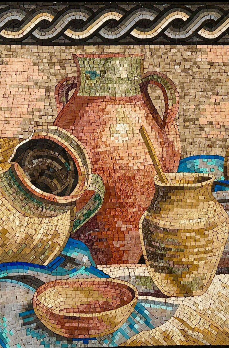 Handmade Mosaic Wall Art - Antique Pottery & Clay Jars- Rustic Design - Middle Eastern Style - Home Decoration - Earthy Colors -Custom Sizes - Image 3