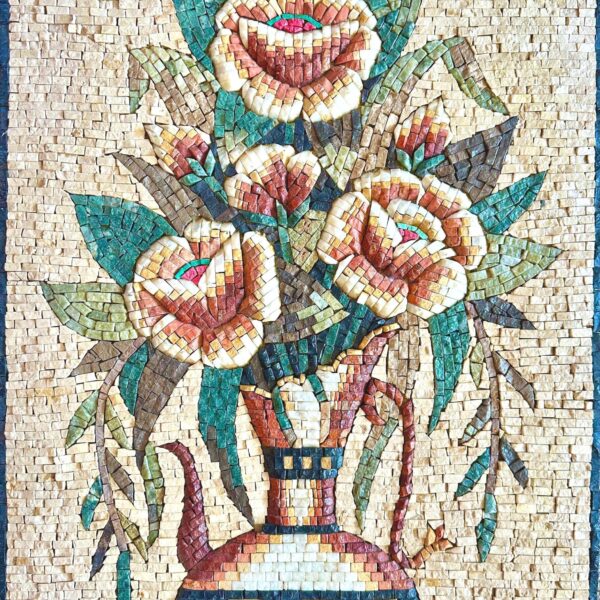 HANDMADE MOSAIC ART - Colorful Flower Vase - Natural Stone & Marble - Wall Decoration - Patio Decor - Garden Accent - Handcrafted