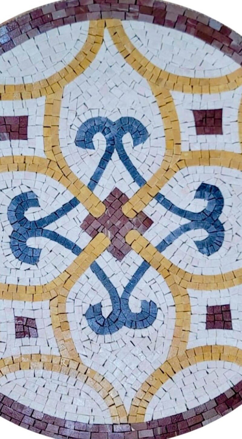 Flower Medallion - Handmade Mosaic Art - Floor Mosaic Tiles - Home Decoration - Mosaic Tile Art - Customization & Sizes Available - Image 3