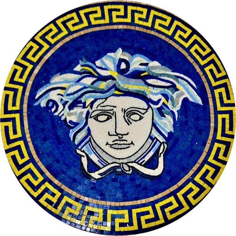 Blue Medusa Medallion - 24” Handmade Mosaic Art - Floor Mosaic Tiles - Home Decoration - Mosaic Tile Art - Customization & Sizes Available