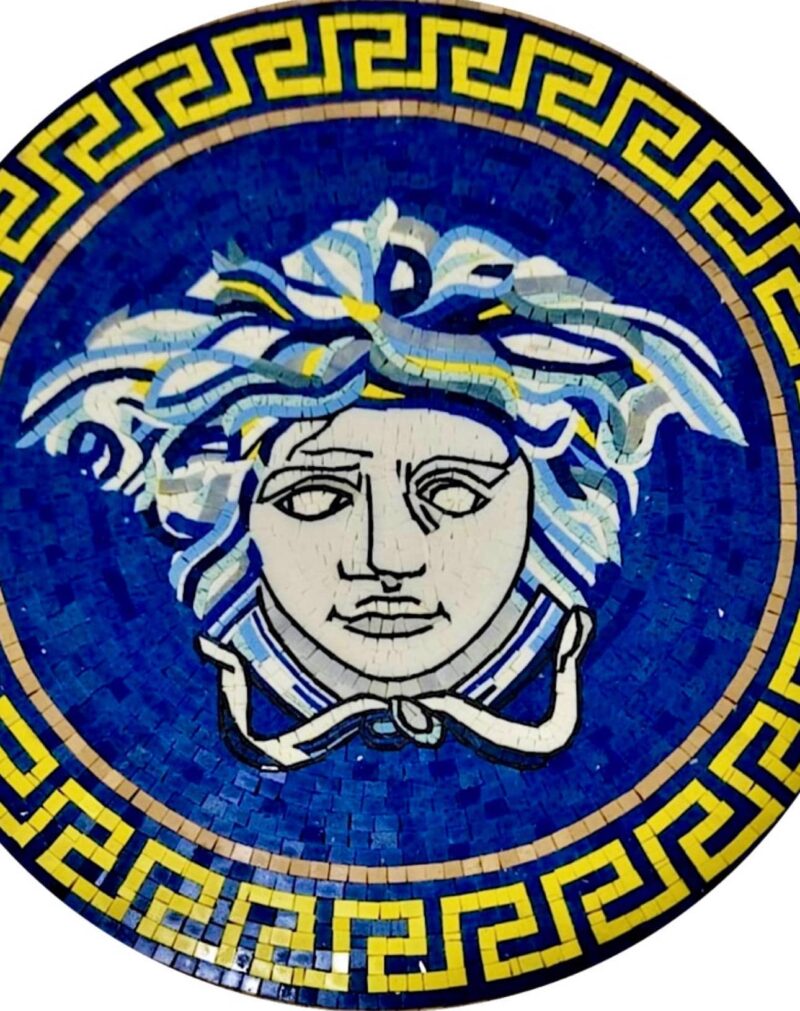 Blue Medusa Medallion - 24” Handmade Mosaic Art - Floor Mosaic Tiles - Home Decoration - Mosaic Tile Art - Customization & Sizes Available - Image 2