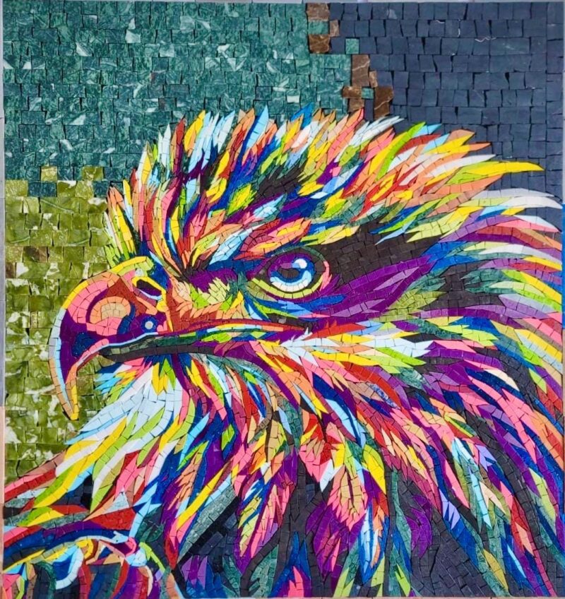 BALD EAGLE ART - Handmade Mosaic Art - Unique Design - Wall Decoration - Interior Home/Office Decor - Stone Art - Custom Sizes Available