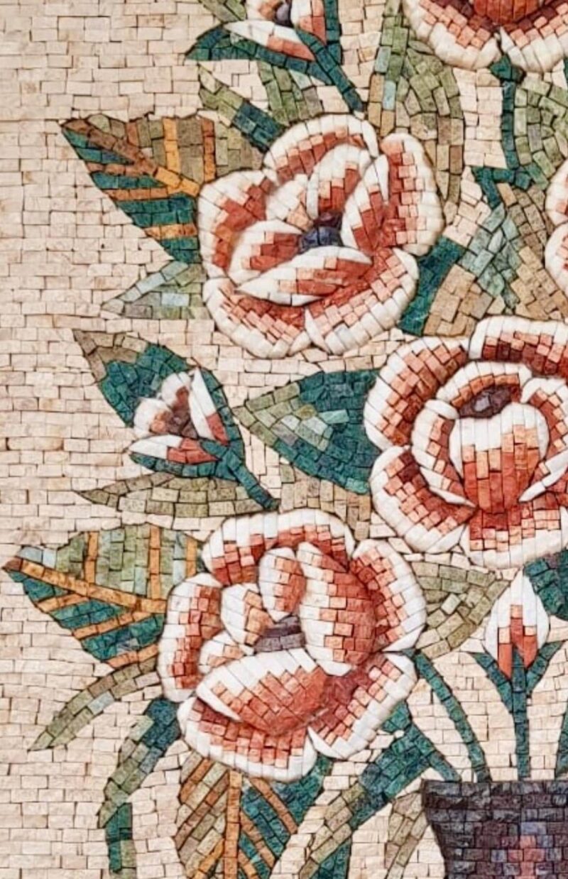 HANDMADE MOSAIC ART - Flowers in a Vase - Natural Stone & Marble - Wall Decoration - Patio Decor - Garden Accent - 3 Dimensional Elements - Image 5