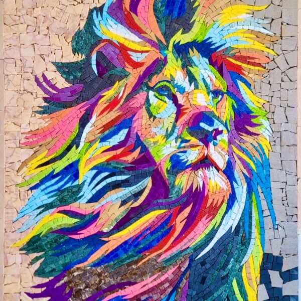 RADIANT LION ART - Handmade Mosaic Art - Unique Design - Wall Decoration - Interior Home/Office Decor - Stone Art - Custom Sizes Available