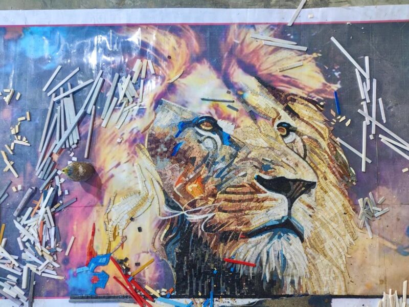 Royal Lion Mosaic - Handmade Mosaic Art - Unique Design - Wall Decoration - Interior Home/Office Decor - Stone Art - Custom Sizes Available - Image 3