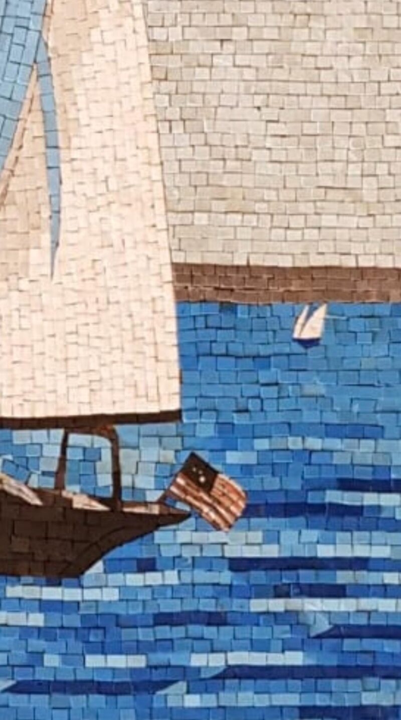 Open Sea Sailboat - Handmade Mosaic Wall Art - Mosaic Tiles - Stone & Smalti - Home Decoration - Nautical Coastal Decor - Custom Sizes - Image 3