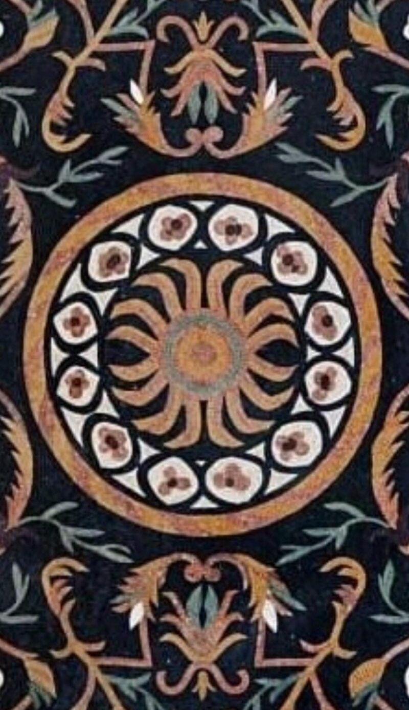 Handmade Stone Mosaic Rug - Ornate Sunburst Floral Design with Elegant Border - Mosaic Art - Luxury Floor Art - Entrance Decor - Any Size - Image 4