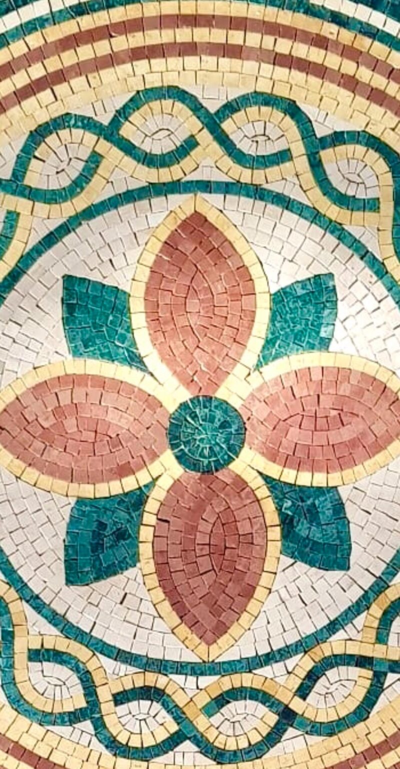 Geometric Marble Medallion - Natural Stone - Floral Mosaic Tile Art - Home Decoration - Stone Mosaic Accent - Custom Size - Entry Hall Inlay - Image 4
