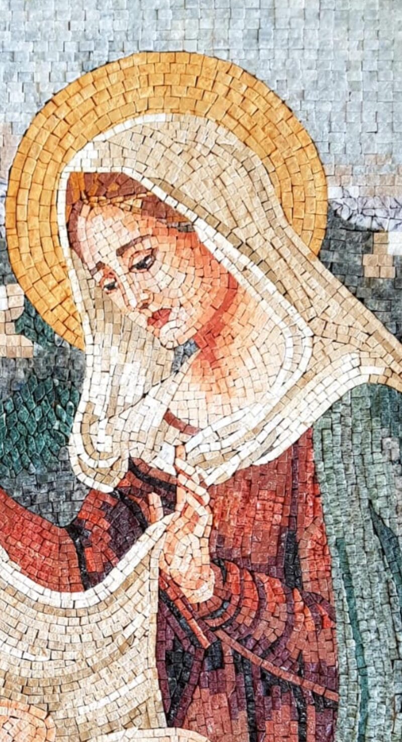 Handmade Nativity Scene Mosaic with Baby Jesus - Religious Wall Art - Natural Stone & Marble - Sacred Home Decoration - Custom Sizes - Image 4