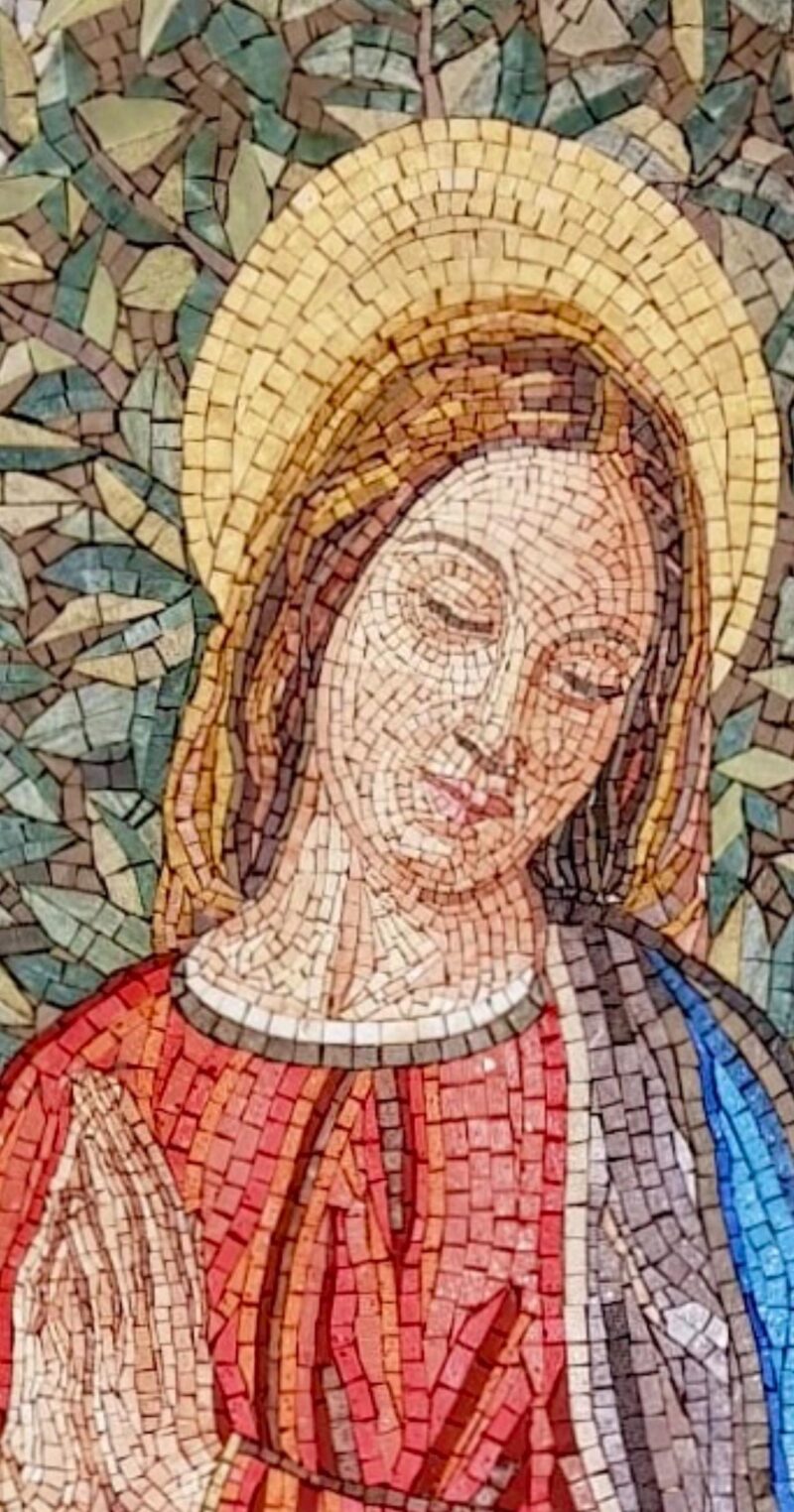 Madonna and Child Mosaic - Religious Wall Art - Natural Stone Mosaic - Handmade Tile Art - Christian Crowned Icon - Any Size - Chapel Decor - Image 4