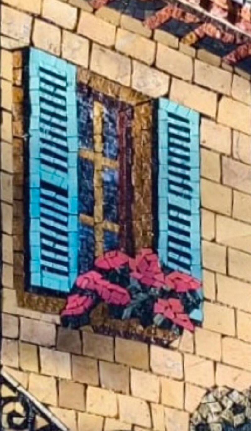 Mediterranean Courtyard Mosaic Wall Art – Luxury Handmade Marble & Stone Artwork - Italian Coastal Village - Seaview Decor - Custom Sizes - Image 5