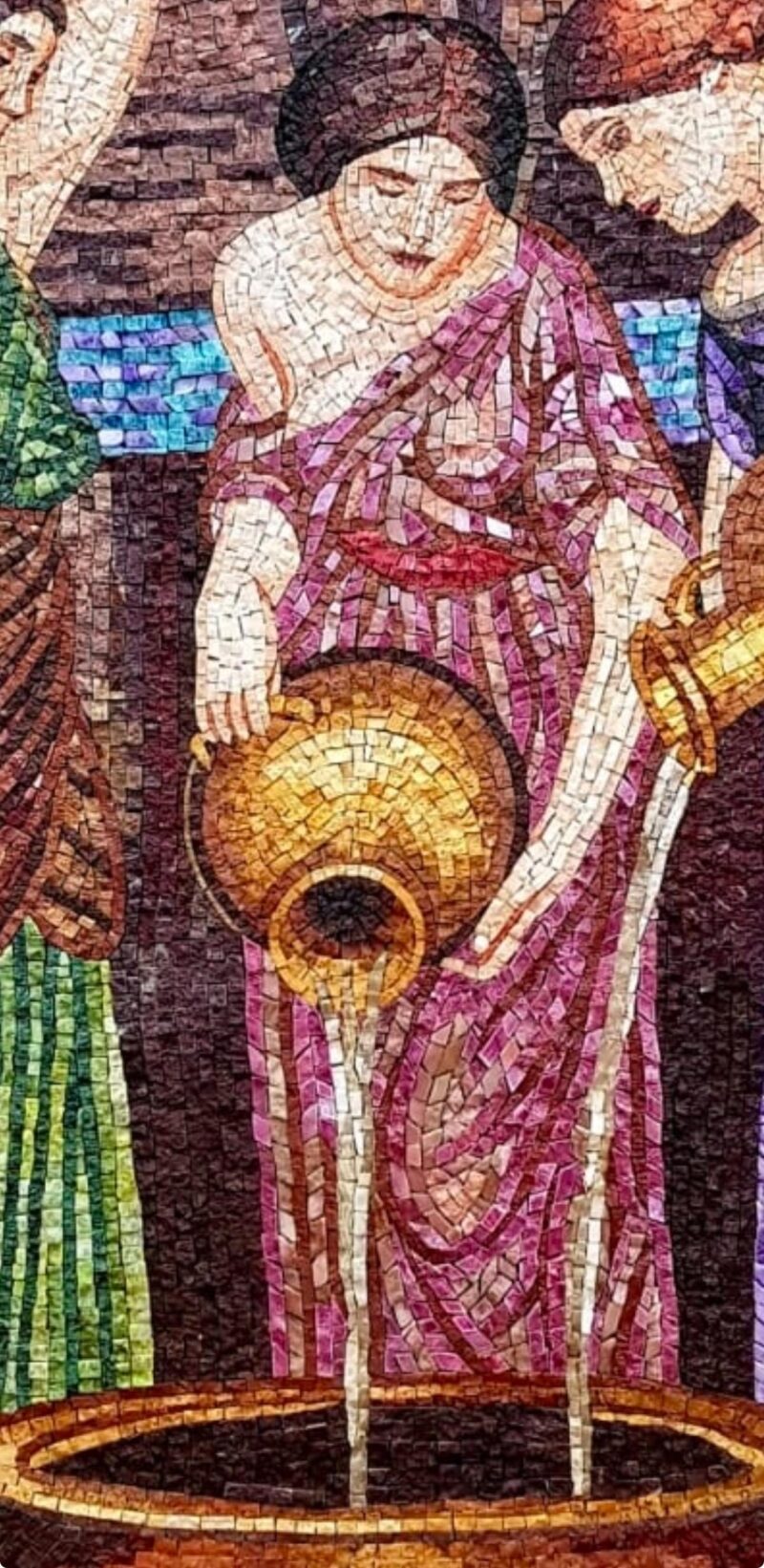 Women at the Fountain Mosaic Wall Art - Handmade Marble & Stone Classical Artwork - Ancient Greek Roman Style Wall Mural - Sizes Available - Image 5