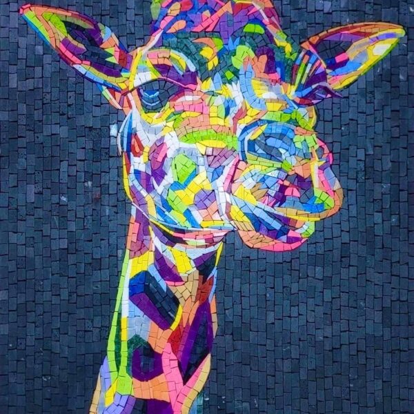 COLORFUL GIRAFFE MOSAIC - Handmade Mosaic Art - Unique Design - Wall Decoration - Interior Home/Office Decor - Stone Art - Custom Sizes