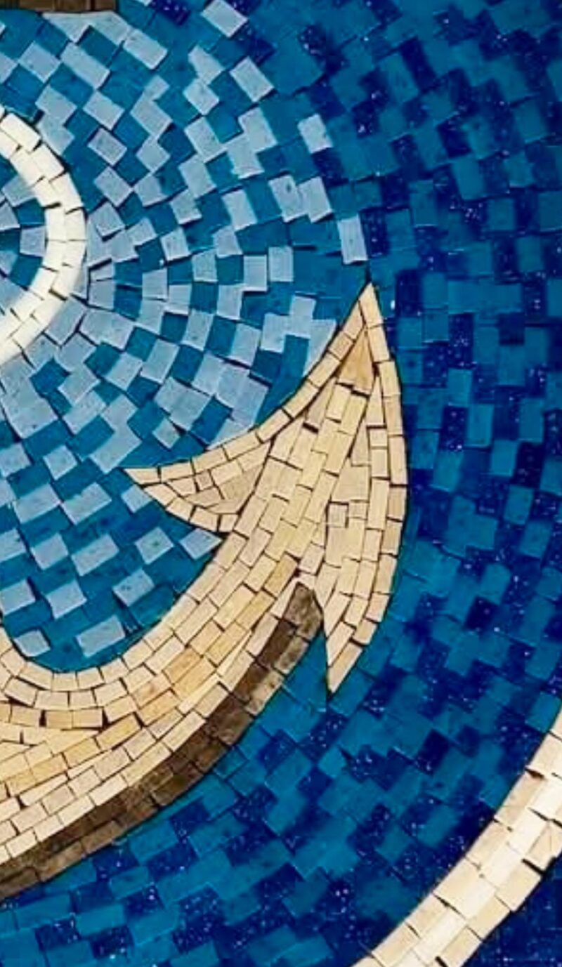 BLUE ANCHOR MEDALLION - Handmade Mosaic Art - Floor Mosaic Tiles - Home Decoration - Mosaic Tile Art - Custom Sizes - Unique Artwork Inlay - Image 3