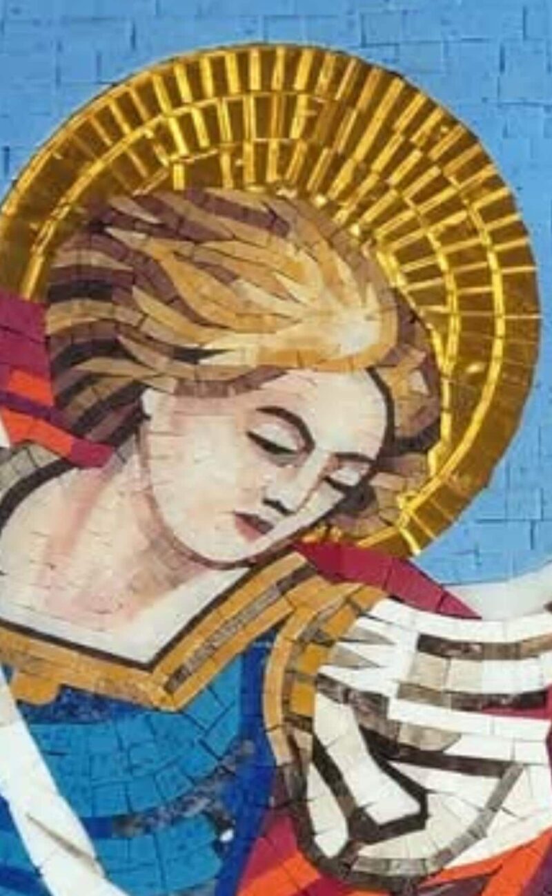 Saint Michael Mosaic - Religious Handmade Wall Art - Stone & Smalti - Home Decoration - Archangel Defeating Evil - Custom Sizes available - Image 3