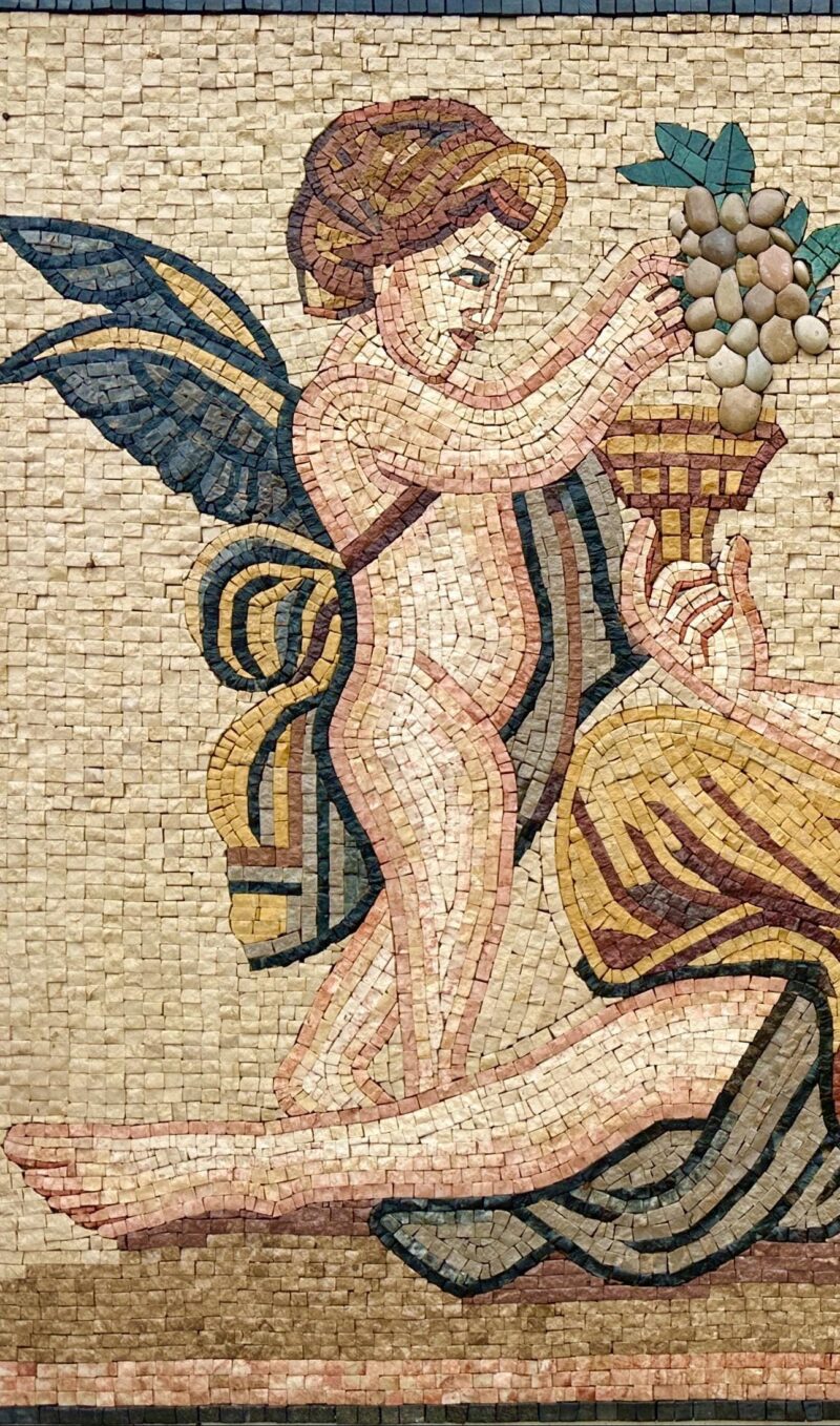 Handmade Stone Mosaic Wall Art - Ancient Roman Goddess & Cherub - Luxury Classical Artwork - Custom Sizes - Indoor/Outdoor Home Decor - Image 6