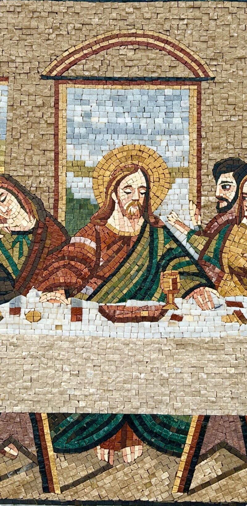 Last Supper Religious Mosaic - Handmade Christian Wall Art - Stone and Marble Art Reproduction - Chapel/Living Room Decoration - Any Size - Image 2