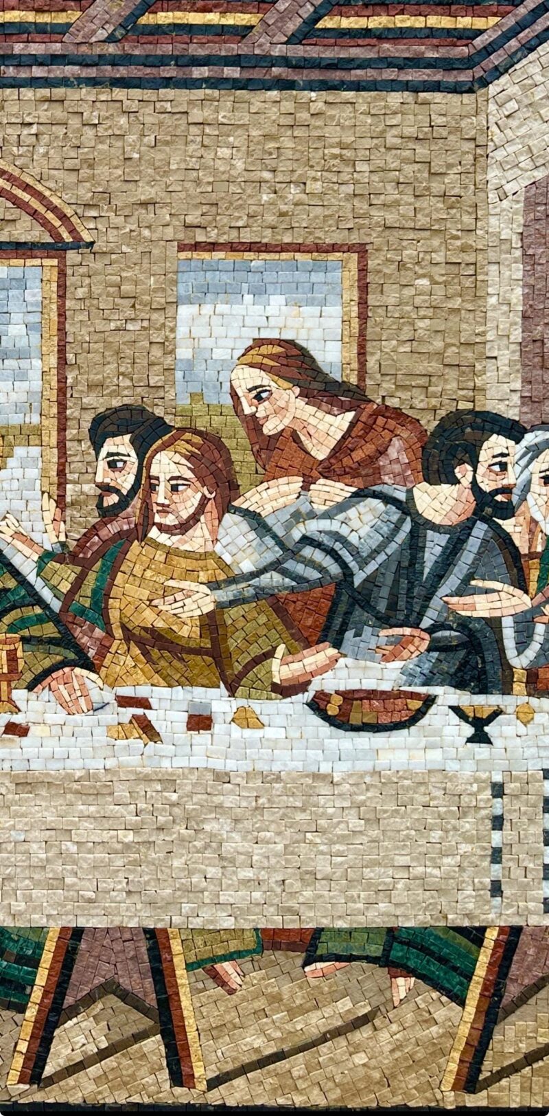 Last Supper Religious Mosaic - Handmade Christian Wall Art - Stone and Marble Art Reproduction - Chapel/Living Room Decoration - Any Size - Image 6
