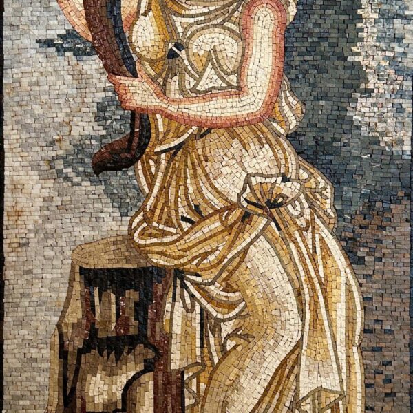 Ceres Goddess Mosaic with Cornucopia - Handmade Roman Style Marble Mosaic - Ancient Agriculture & Fertility Wall Art - Custom Sizes