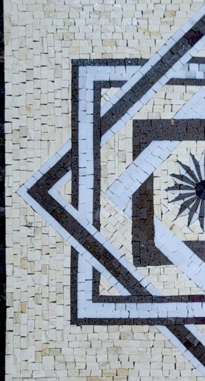 Mosaic Art Geometric Medallion | Natural Stone Tiles | Home Decoration | Indoor/Outdoor | Handmade Mosaic Accent | Custom Sizes Available - Image 2