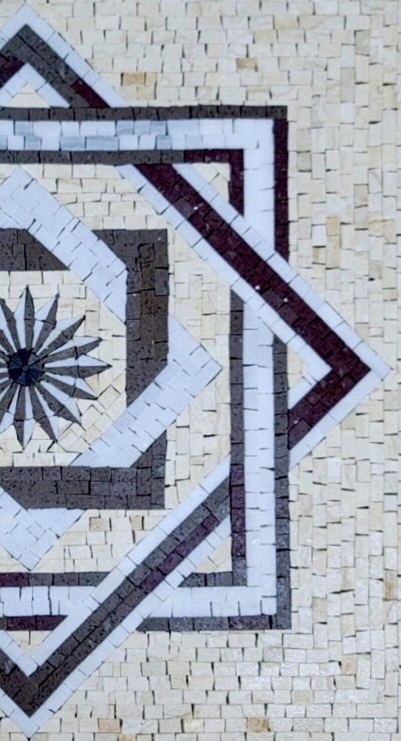 Mosaic Art Geometric Medallion | Natural Stone Tiles | Home Decoration | Indoor/Outdoor | Handmade Mosaic Accent | Custom Sizes Available - Image 3